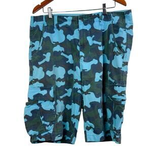 CHOR CLOTHING CO. Aqua/Black Urban Camouflage Cargo Shorts Relaxed Men's 36